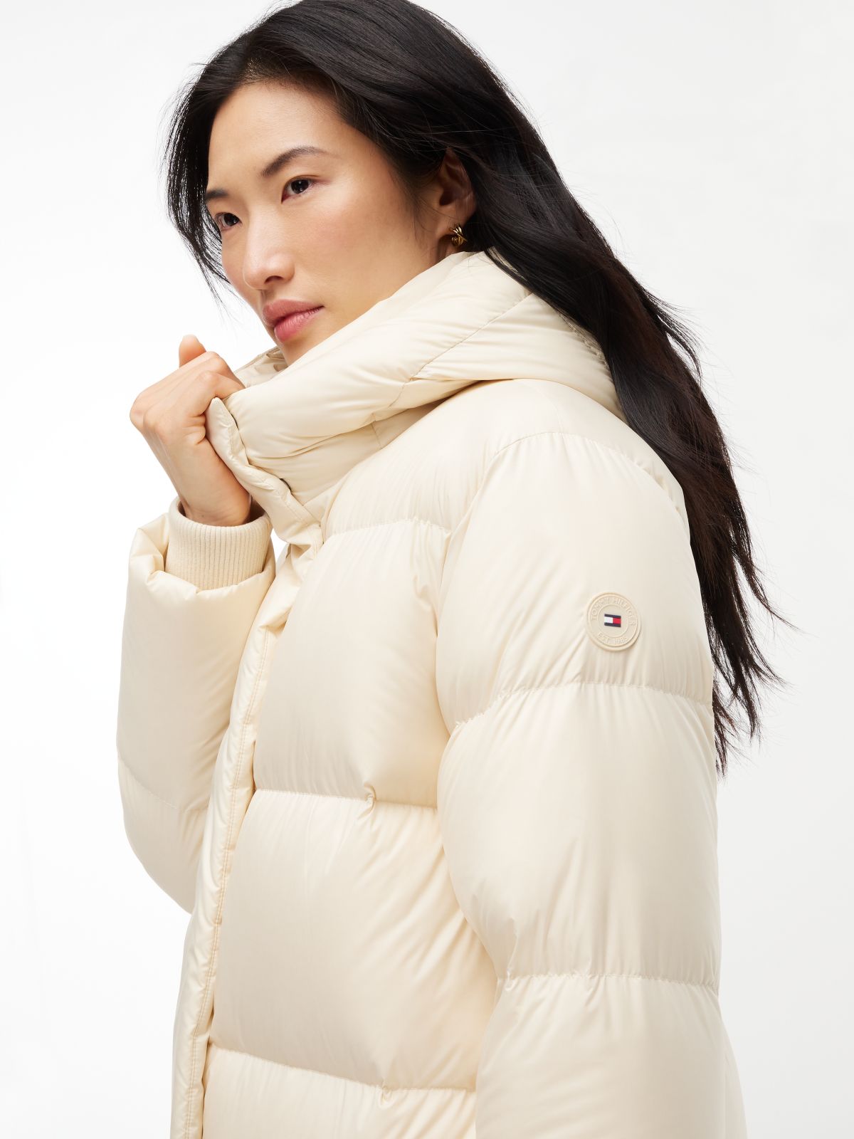 Water-Repellent Down Puffer Coat — Ivory