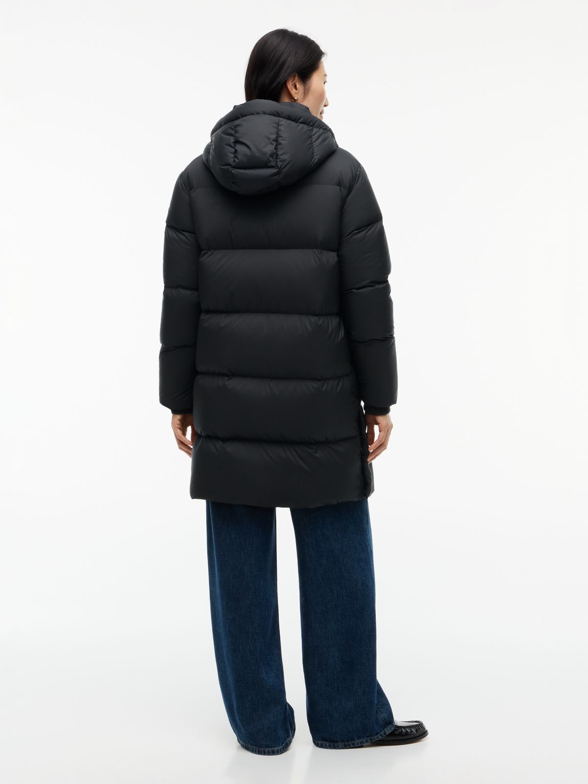 Water-Repellent Down Puffer Coat — Black