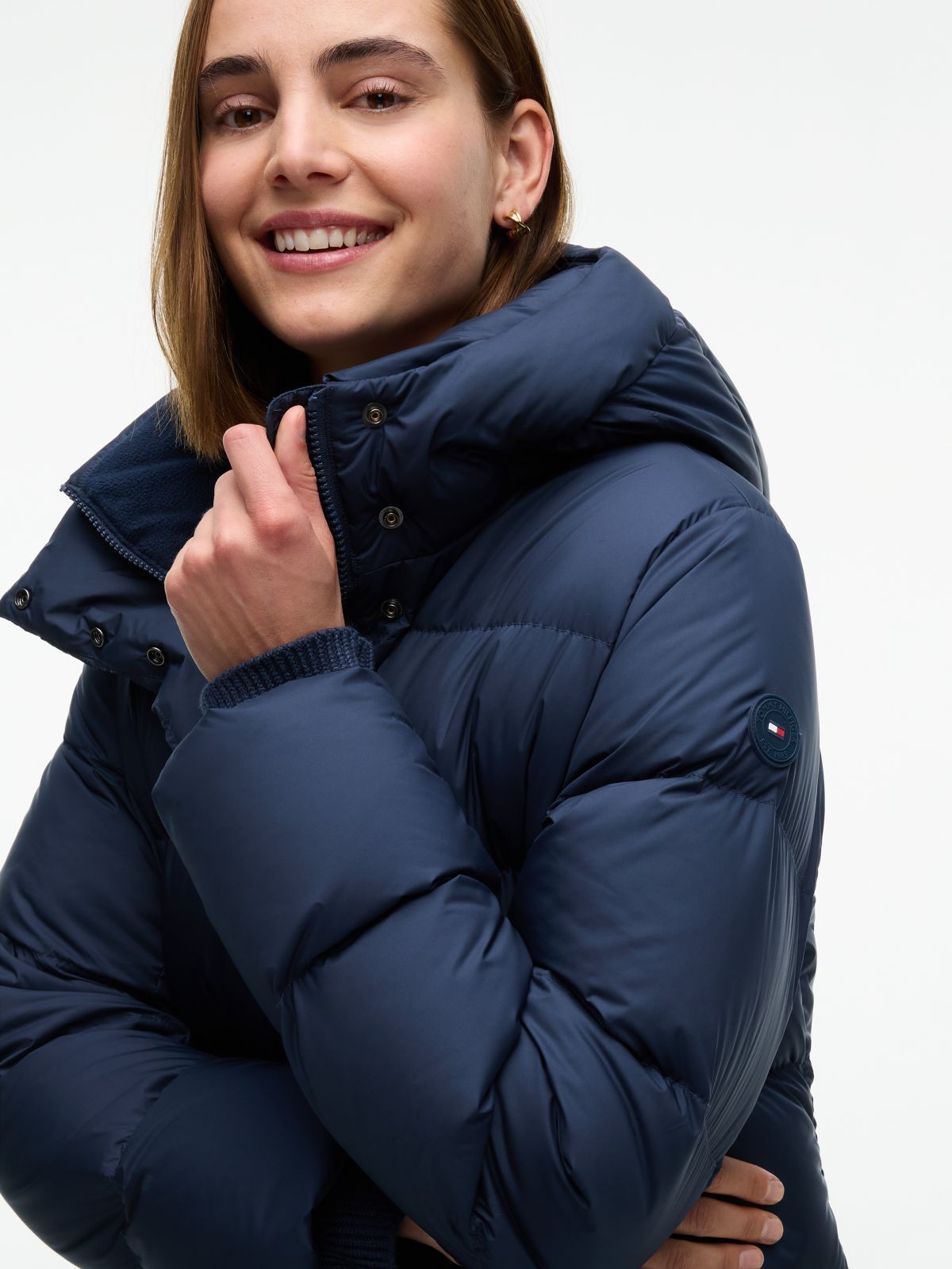 Water-Repellent Down Puffer Coat — Navy