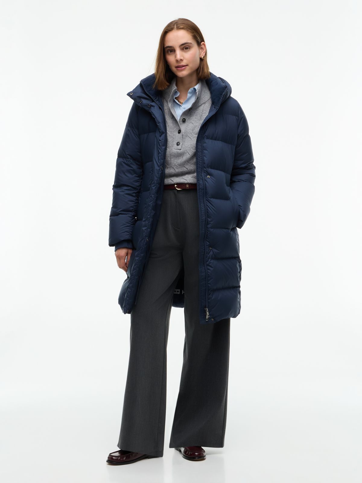 Water-Repellent Down Puffer Coat — Navy