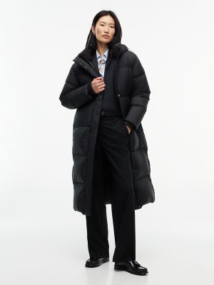 Water-Repellent Down Maxi Puffer Coat, Black