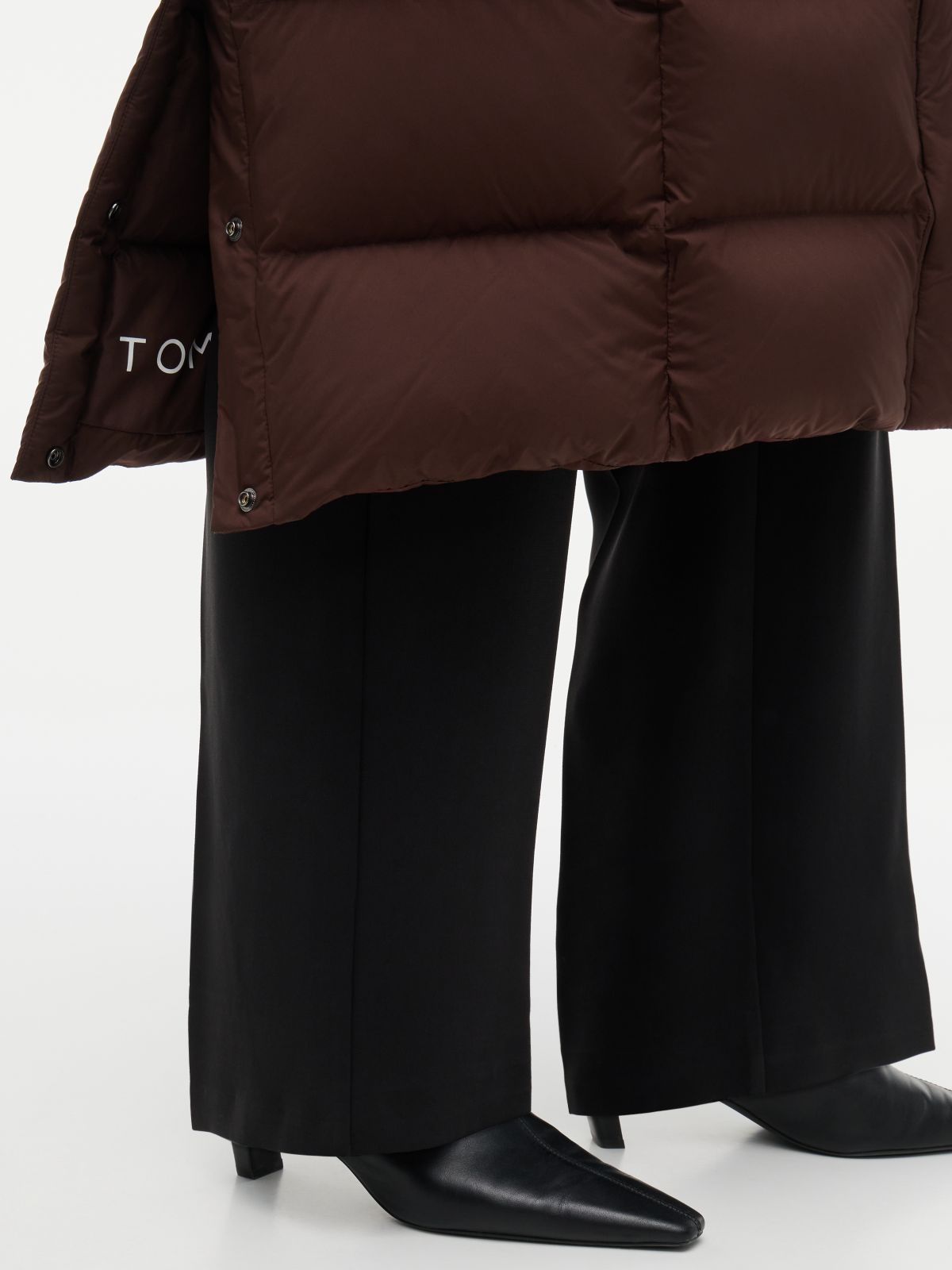 Water-Repellent Down Maxi Puffer Coat — Deep Brown