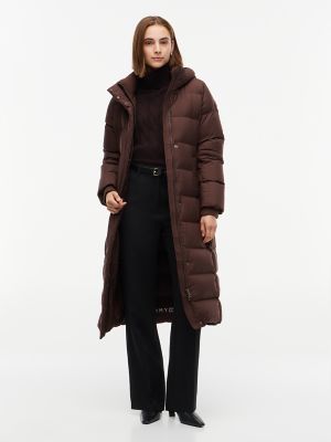 Water-Repellent Down Maxi Puffer Coat, Deep Brown