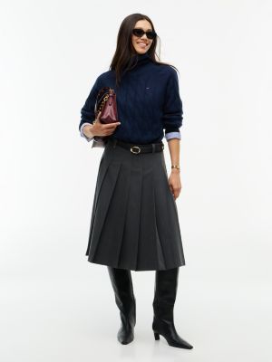 Женская юбка Tommy Hilfiger Pleated Stretch Twill, цвет: Средний серый меланжевый — фото 2