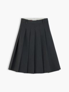 Pleated Stretch Twill Skirt — Medium Grey Heather 7