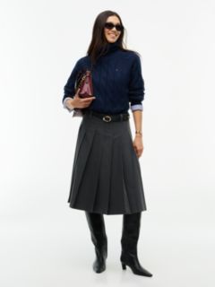 Pleated Stretch Twill Skirt — Medium Grey Heather 2