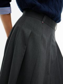 Pleated Stretch Twill Skirt — Medium Grey Heather 5