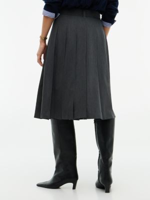 Женская юбка Tommy Hilfiger Pleated Stretch Twill, цвет: Средний серый меланжевый — фото 6
