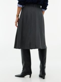 Pleated Stretch Twill Skirt — Medium Grey Heather 6