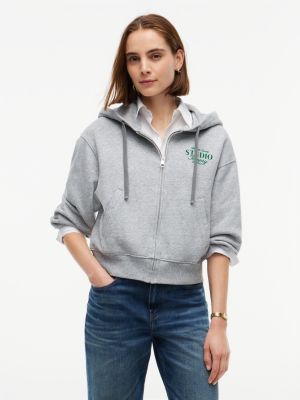 Tommy Studio Logo Zip Hoodie, Light Grey Heather