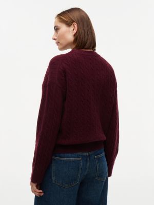 Женский свитер Tommy Hilfiger Embroidered Crest Cable Knit, цвет: Глубокий бордовый — фото 4