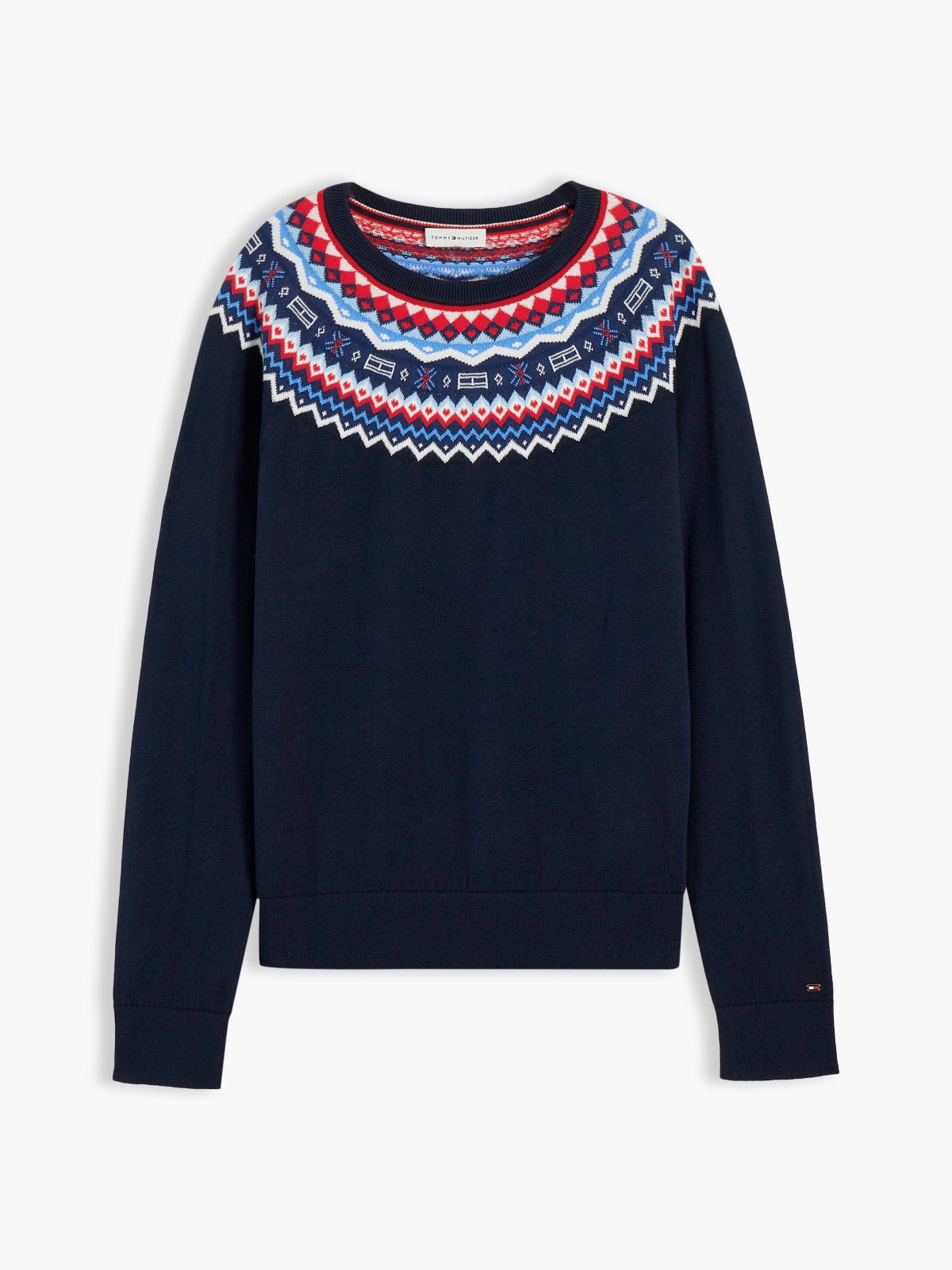 Fair Isle Crewneck Sweater — Navy