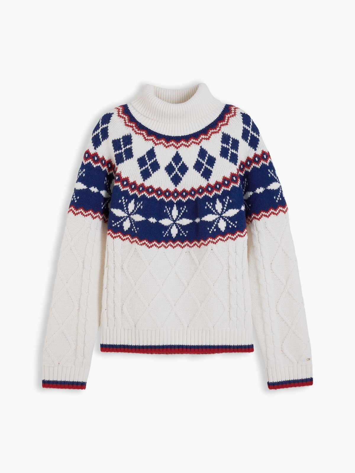 Relaxed Fit Fair Isle Turtleneck Sweater — Ivory Petal