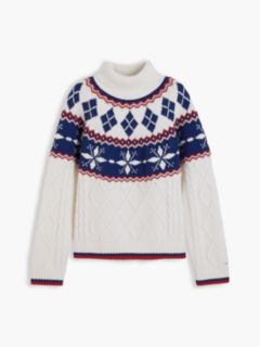 Relaxed Fit Fair Isle Turtleneck Sweater — Ivory Petal 5