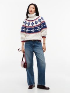 Relaxed Fit Fair Isle Turtleneck Sweater — Ivory Petal 2