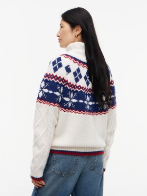 Женский свитер Tommy Hilfiger Relaxed Fit Fair Isle Turtleneck, цвет: Слоновая кость — фото 4