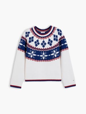 Женский свитер Tommy Hilfiger Relaxed Fit Fair Isle Crewneck, цвет: Слоновая кость — фото 5