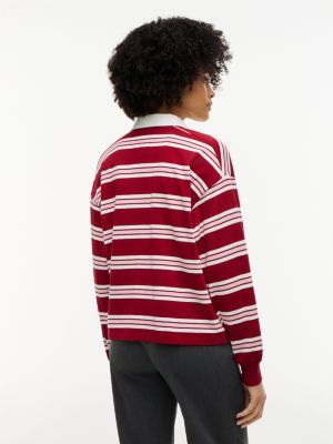Женские худи Tommy Hilfiger Script Monogram Striped Rugby Sweatshirt — фото 4