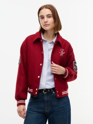 Relaxed Fit Varsity Jacket, Rusty Magma
