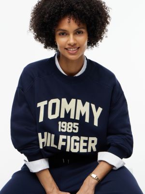 Женская толстовка Tommy Hilfiger Relaxed Fit Varsity Logo, цвет: Тёмный синий — фото 3
