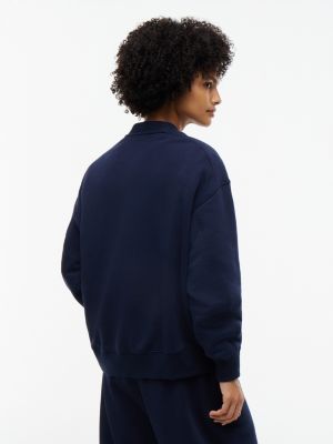 Женская толстовка Tommy Hilfiger Relaxed Fit Varsity Logo, цвет: Тёмный синий — фото 4