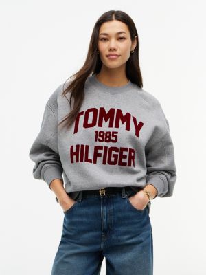 Relaxed Fit Varsity Logo Sweatshirt, Medium Grey Heather