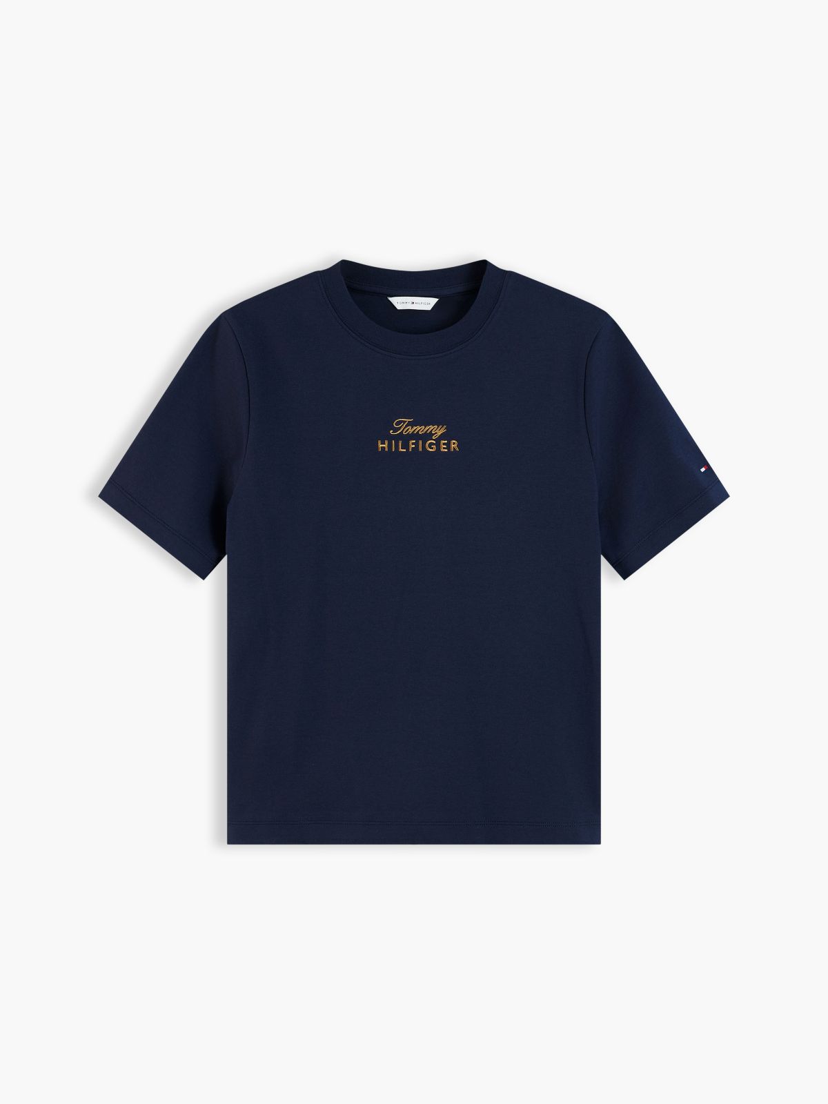 Embroidered Script Interlock T-Shirt — Navy