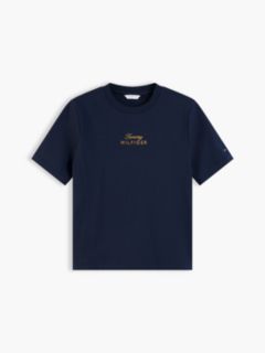 Embroidered Script Interlock T-Shirt — Navy 5