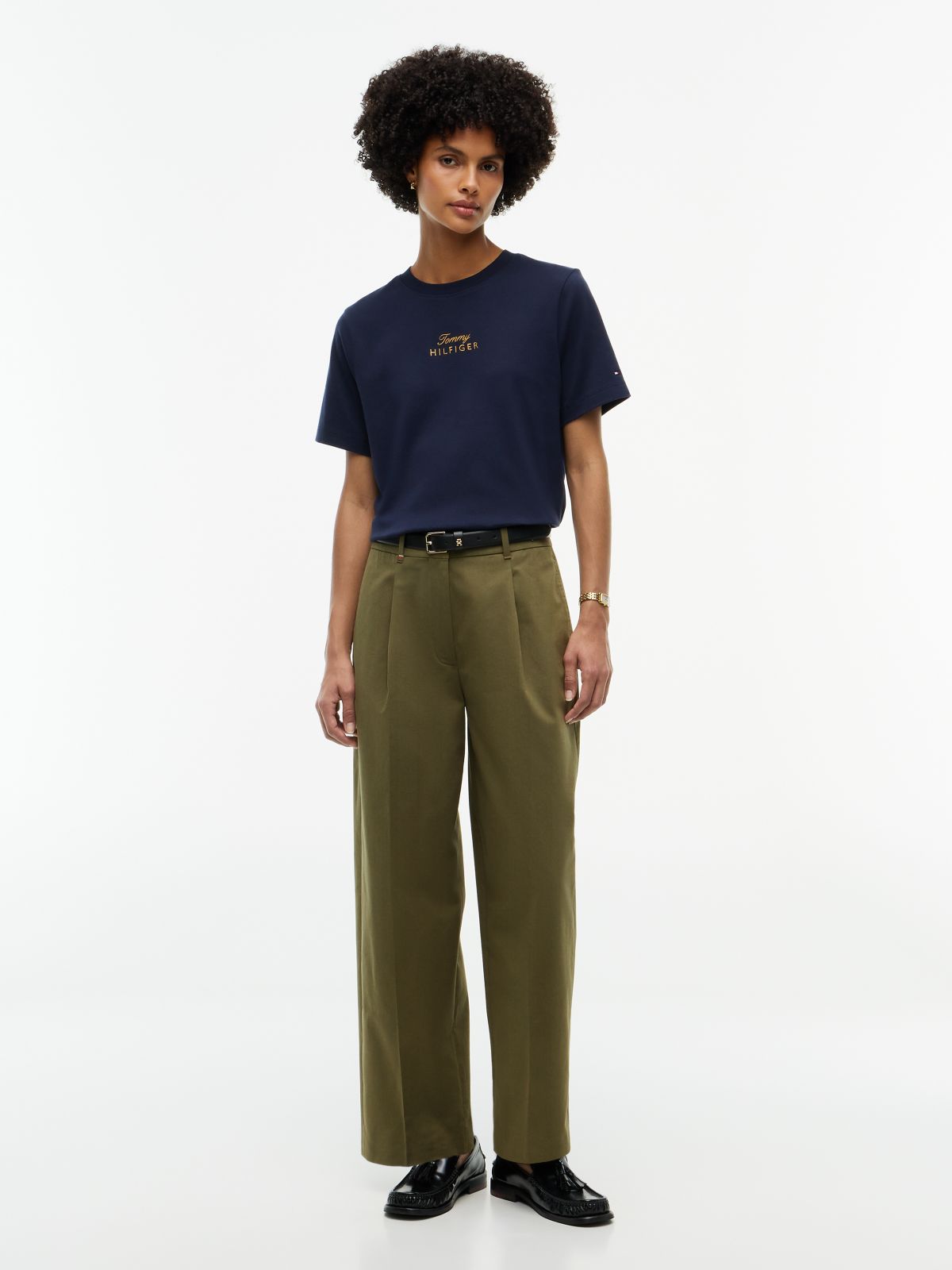 Embroidered Script Interlock T-Shirt — Navy