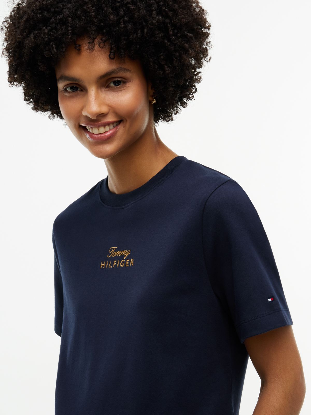 Embroidered Script Interlock T-Shirt — Navy
