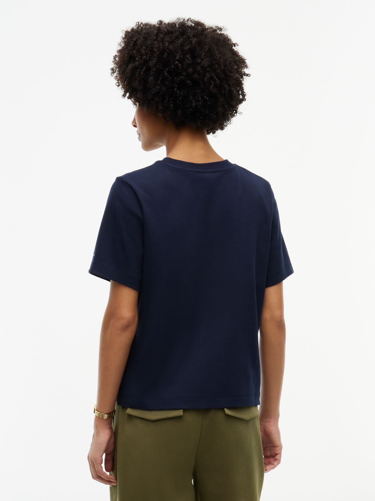 Embroidered Script Interlock T-Shirt — Navy