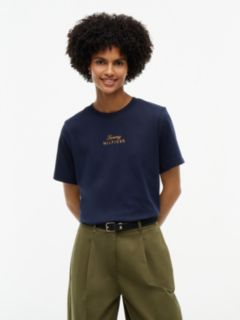 Embroidered Script Interlock T-Shirt — Navy 1