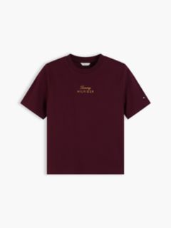 Embroidered Script Interlock T-Shirt — Deep Burgundy 5