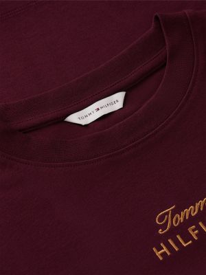 Женская футболка Tommy Hilfiger Embroidered Script Interlock, цвет: Глубокий бордовый — фото 6