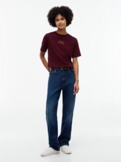 Embroidered Script Interlock T-Shirt — Deep Burgundy 2