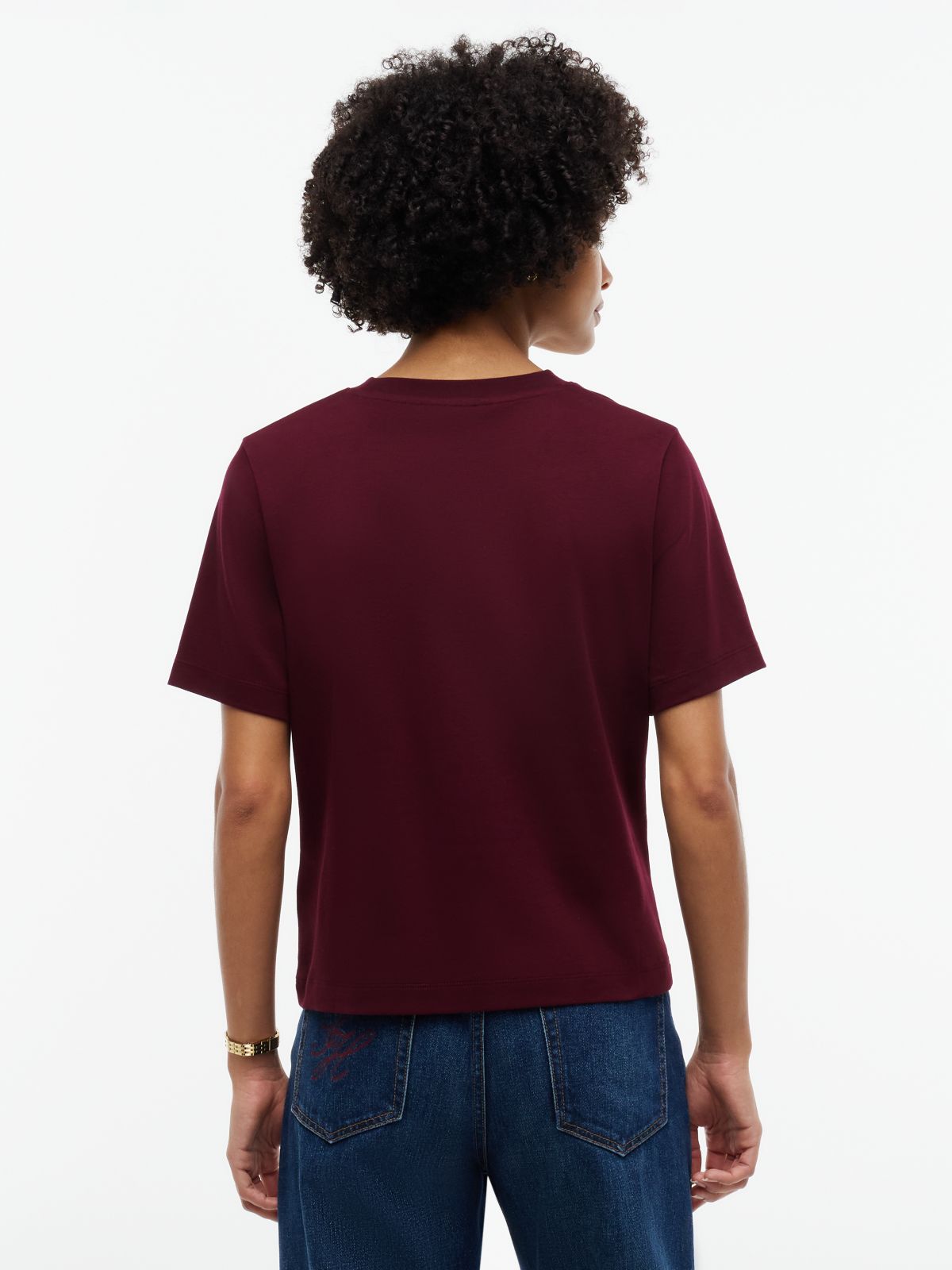 Embroidered Script Interlock T-Shirt — Deep Burgundy