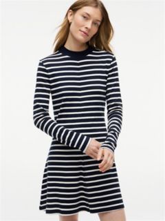 Rib-Knit Mockneck Mini Dress — Dark Blue Stripe 2