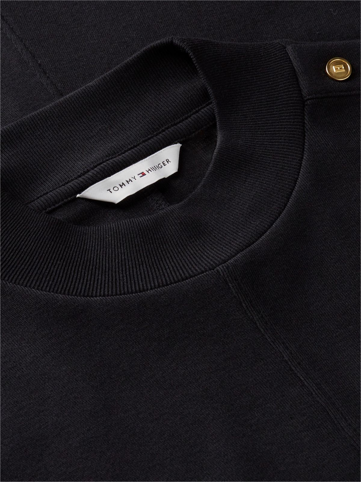Rib-Knit Mockneck Mini Dress — Black