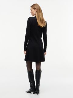 Rib-Knit Mockneck Mini Dress — Black 4