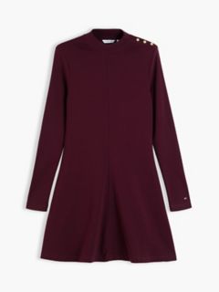 Rib-Knit Mockneck Mini Dress — Deep Burgundy 5