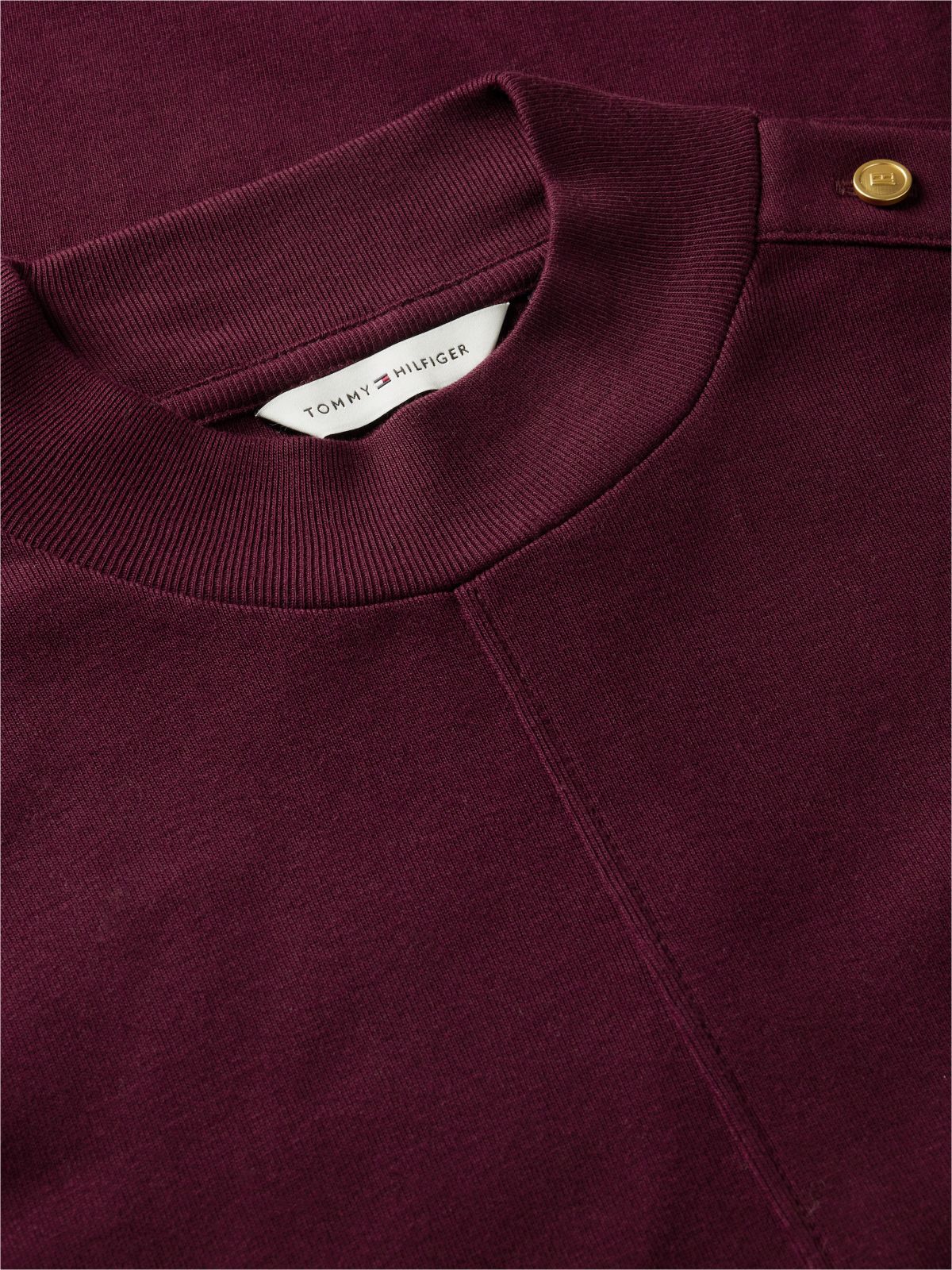 Rib-Knit Mockneck Mini Dress — Deep Burgundy