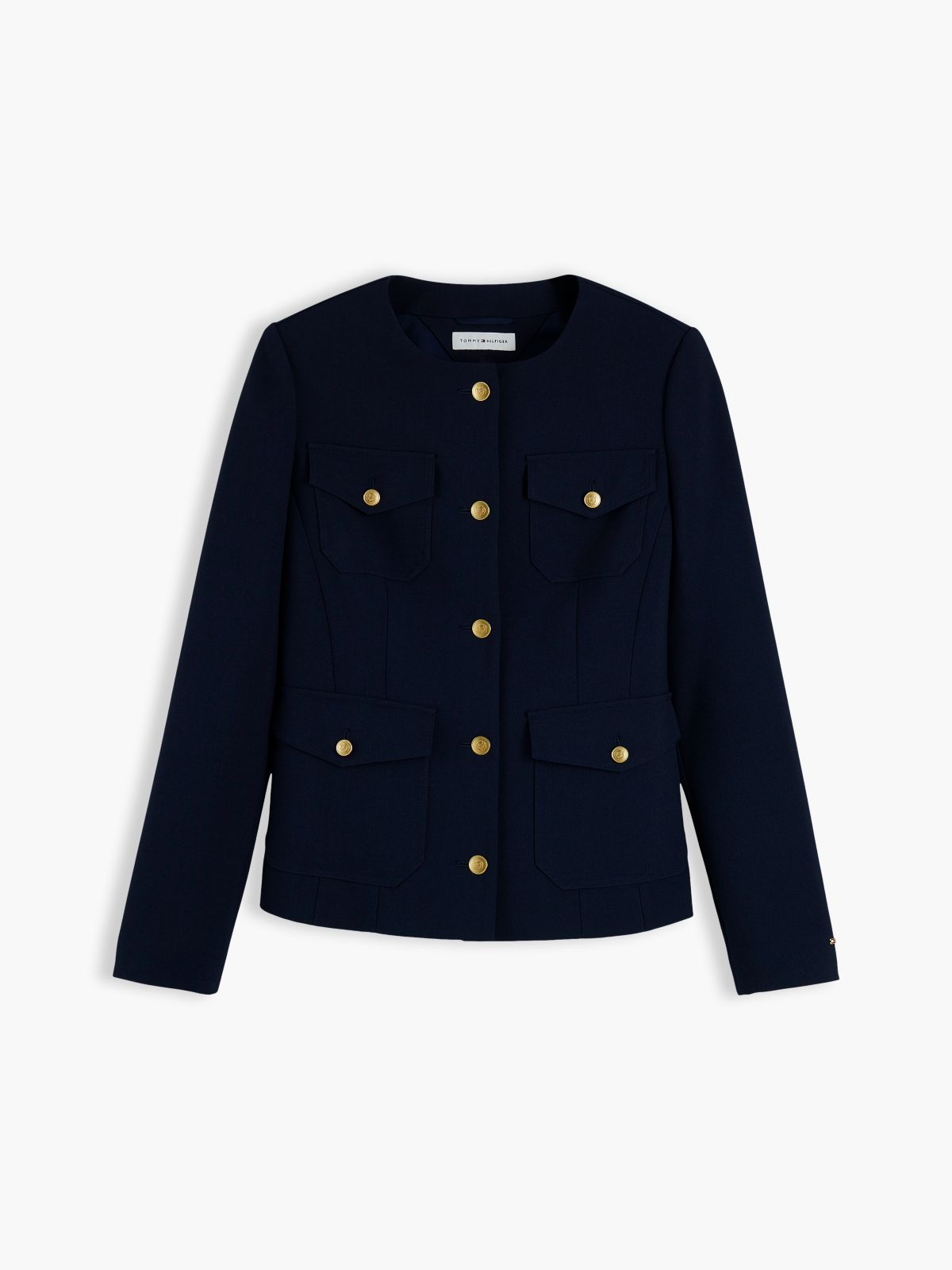 Slim Fit Ponte Multi-Pocket Jacket — Navy