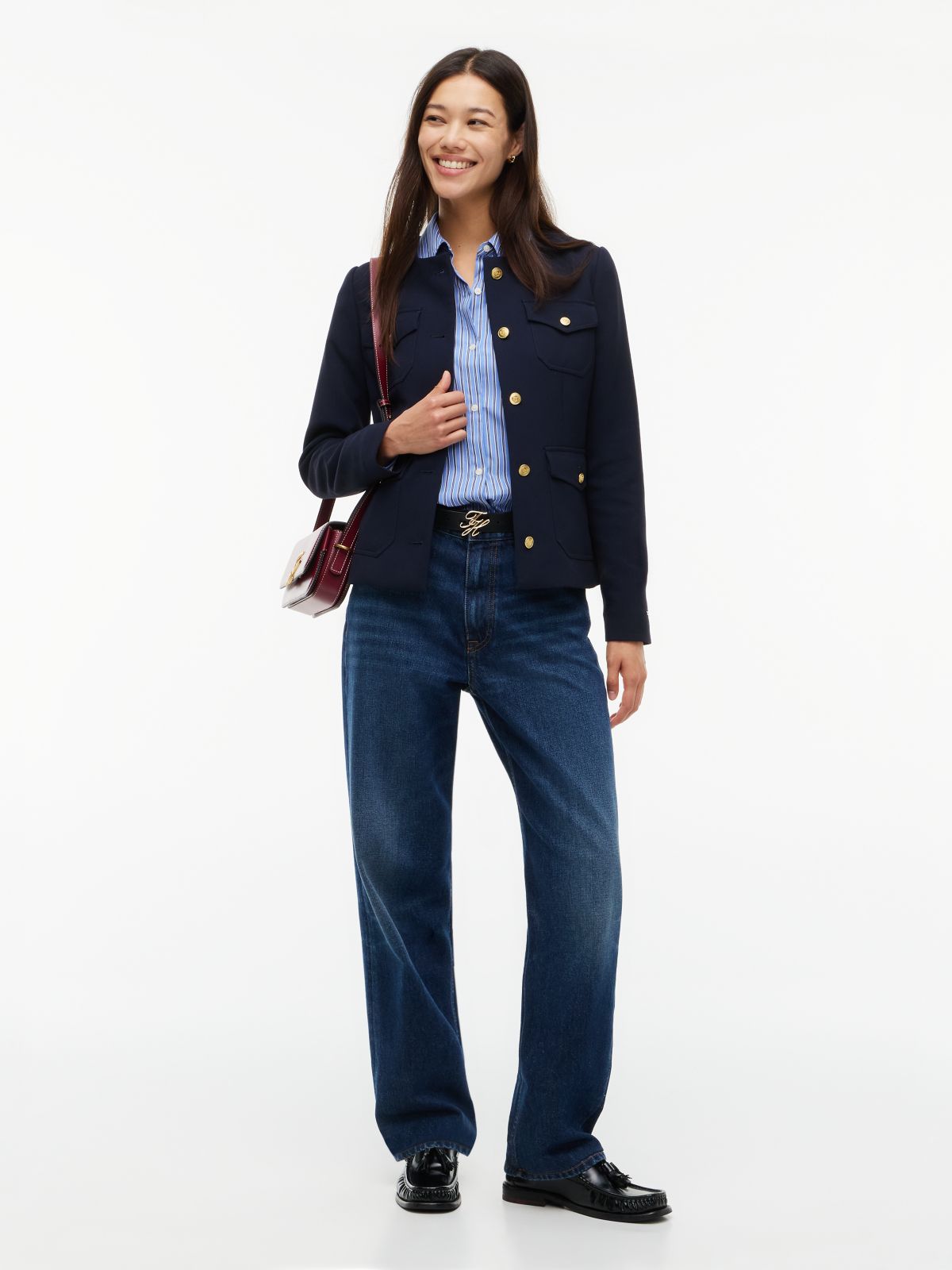 Slim Fit Ponte Multi-Pocket Jacket — Navy