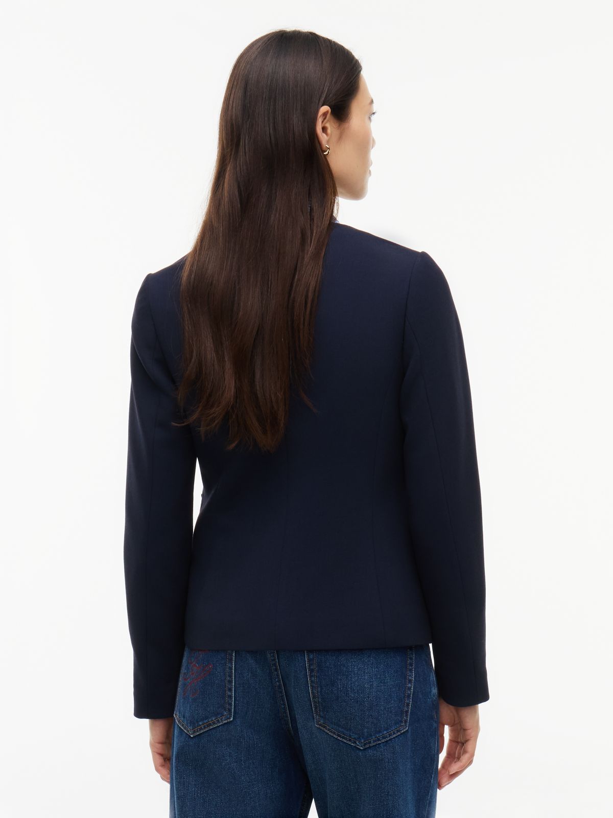 Slim Fit Ponte Multi-Pocket Jacket — Navy