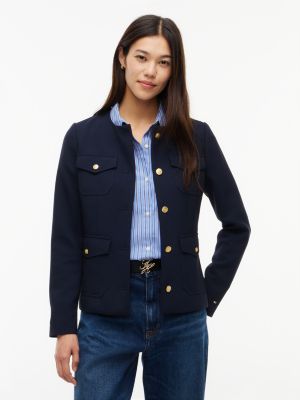 Slim Fit Ponte Multi-Pocket Jacket, Dark Blue
