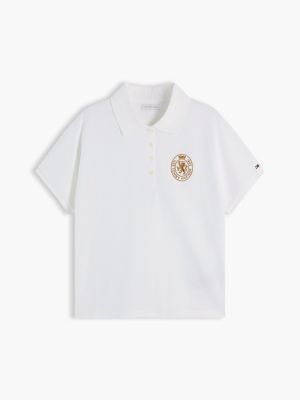 Женское поло Tommy Hilfiger Regular Fit Embroidered Crest Polo, цвет: Экрю — фото 5