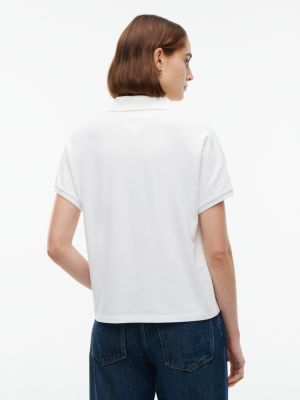 Женское поло Tommy Hilfiger Regular Fit Embroidered Crest Polo, цвет: Экрю — фото 4