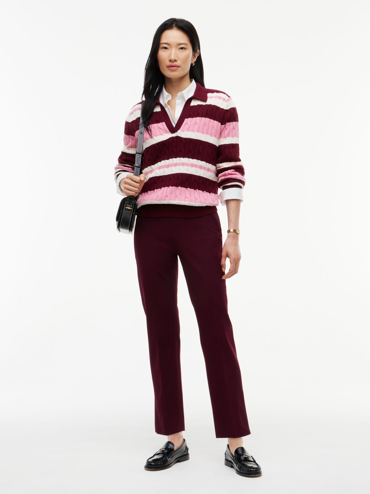 Stretch Gabardine Slim Pant — Deep Burgundy