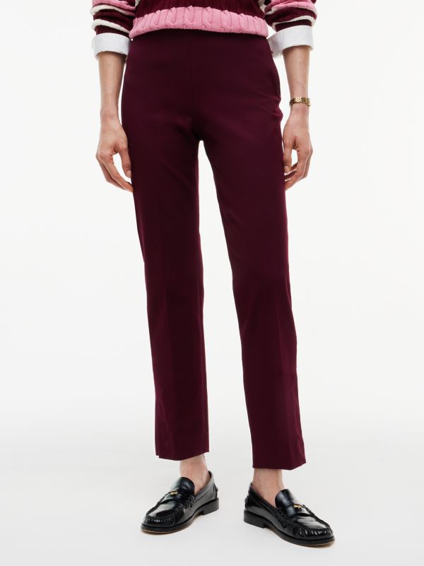 Stretch Gabardine Slim Pant — Deep Burgundy