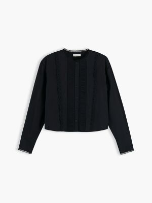 Женская рубашка Tommy Hilfiger Lace-Trim Poplin, цвет: Чёрный — фото 5